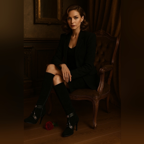 Alexander McQueen VTG Black Knee High Platform Stiletto Boots | Gothcore Baddie - Picture 1 of 16